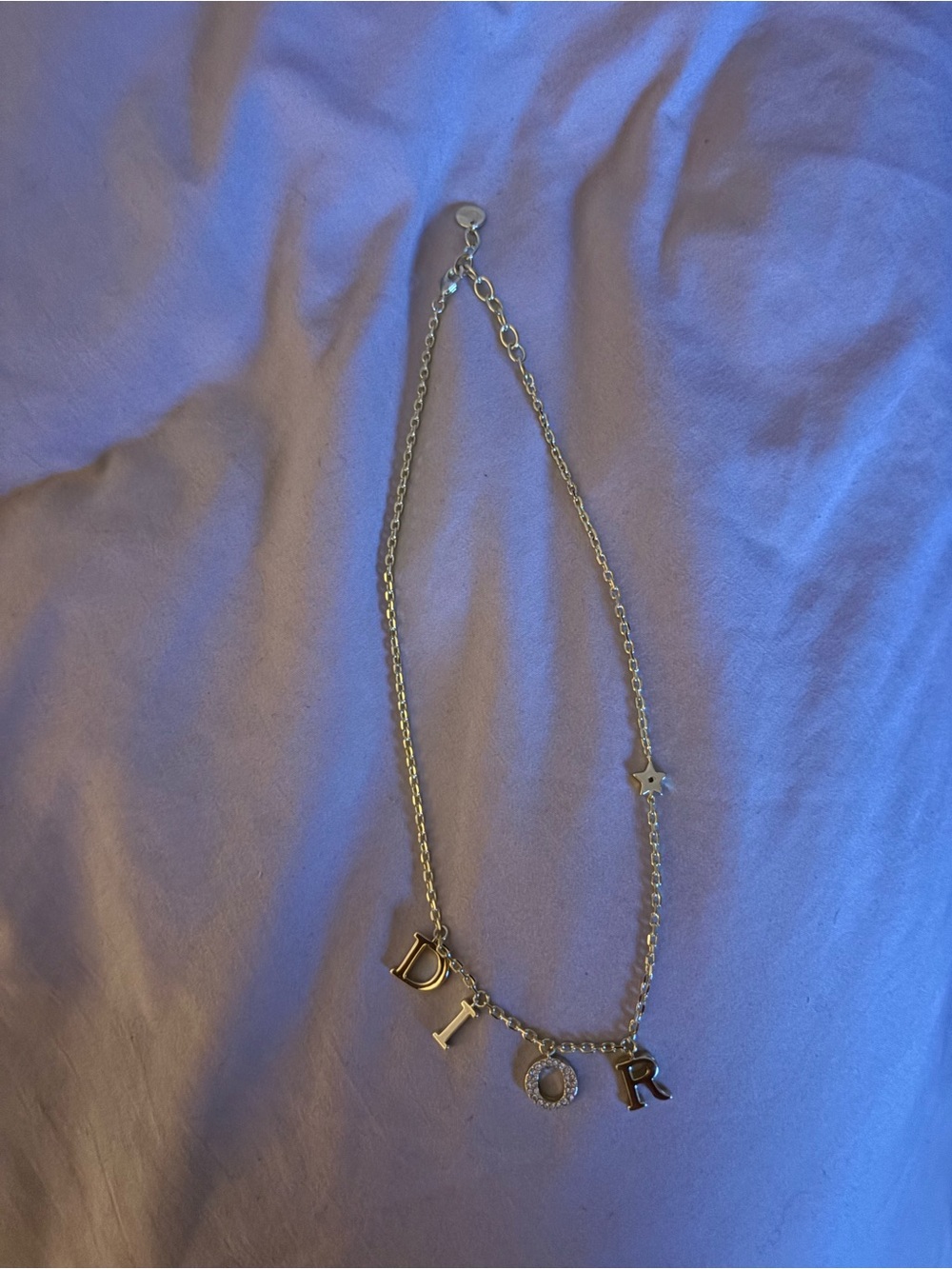 Dior Gold Letter Charm Necklace with Crystal O - Picture 3 of 3